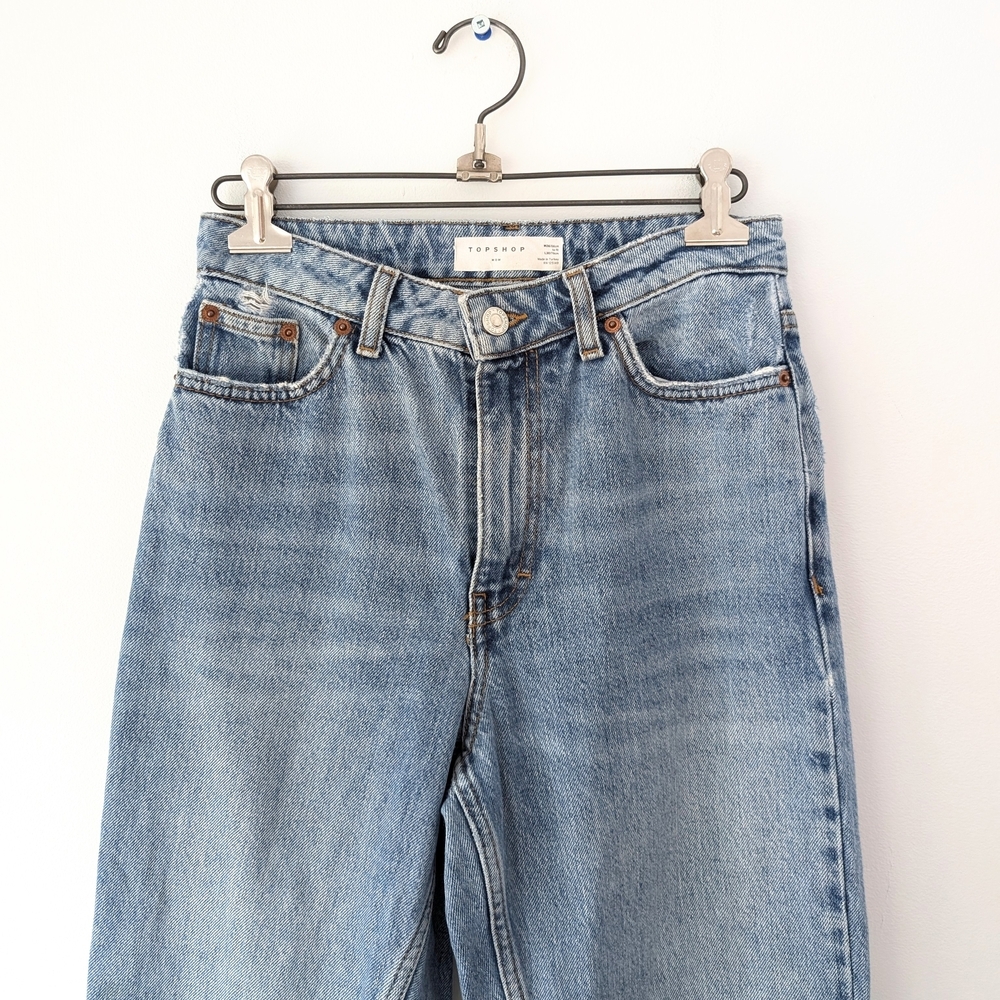 Topshop Women's Mom Jeans In Bleach Finish ~ Size 26 X 30 - Picture 3 of 11